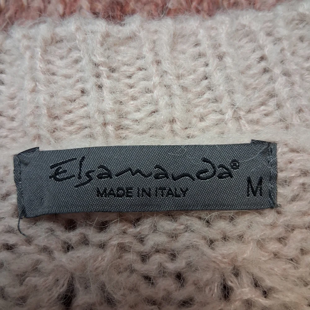 Elsamanda Chic Striped Women's Sweater in Pink and Cream Size M Made In Italy - Picture 2 of 16